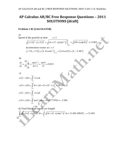 AP Calculus AB/BC Free Response Questions &ndash; 2011 SOLUTIONS