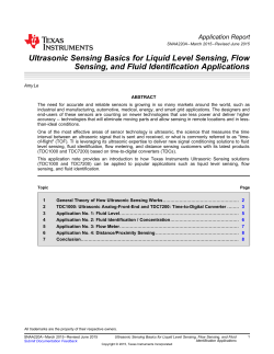 Ultrasonic Sensing Basics for Liquid Level Sensing, Flow Sensing