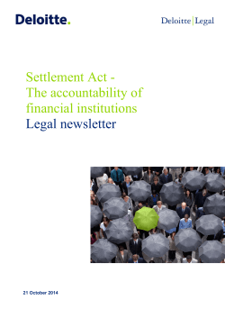 Settlement Act - The accountability of financial institutions Legal