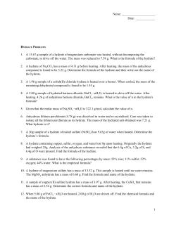 Date: ______ 1. A 15.67 g sample of a hydrate