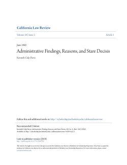 Administrative Findings, Reasons, and Stare Decisis