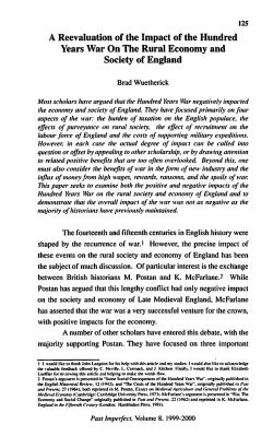 A Reevaluation of the Impact of the Hundred Years War On The