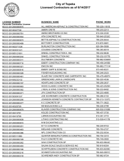 City of Topeka Licensed Contractors as of 5/10/2017