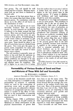 Permeability of Various Grades of Sand and Peat and Mixtures of