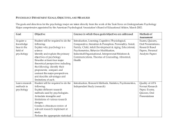 Psychology Major Student Goals, Objectives and Measures