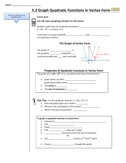 5.2 Graph Quadratic Functions in Vertex Form 1