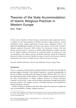 Theories of the State Accommodation of Islamic Religious