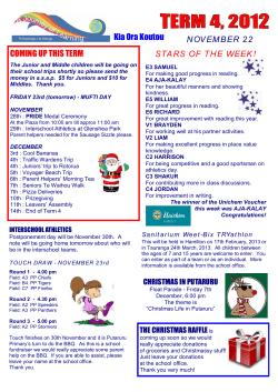 Kia Ora Koutou COMING UP THIS TERM NOVEMBER 22 STARS