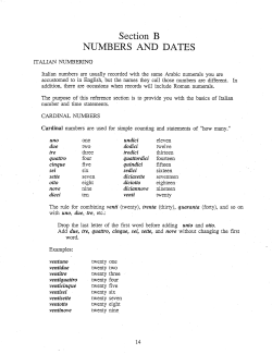 Section B NUMBERS AND DATES