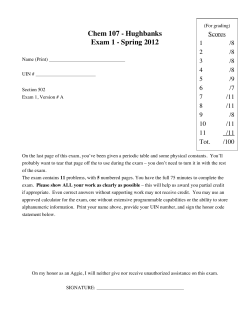 Chem 107 - Hughbanks Exam 1