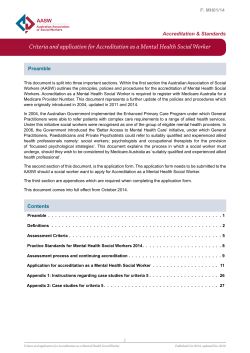 Criteria and application for Accreditation as a Mental Health Social