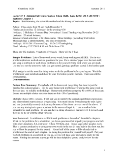 Chemistry 142D Autumn 2011 1 Lecture #: 0 Administrative