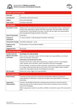 HASS Civics and Citizenship Year 6 Sample Assessment Task