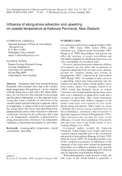 Influence of along-shore advection and upwelling on coastal