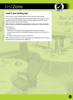 Sample pages from the Student Book (Mini writing test)