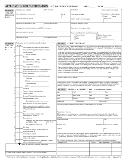 Athlete Participation Form - Special Olympics Michigan