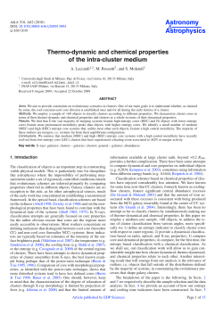 Thermo-dynamic and chemical properties of the intra