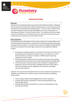 Homework Policy - Rosebery Primary School