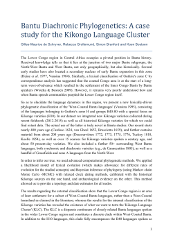 Bantu Diachronic Phylogenetics: A case study for