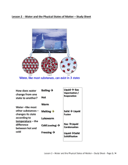 Lesson 2 - Water and the Physical States of Matter &ndash; Study Sheet