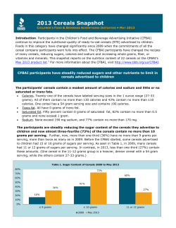 CFBAI 2013 Cereals Snapshot