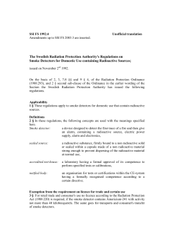 The Swedish Radiation Protection Authority`s Regulations on Smoke
