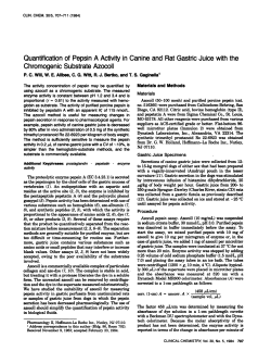 Quantification of Pepsin A Activity in Canine and Rat Gastric Juice