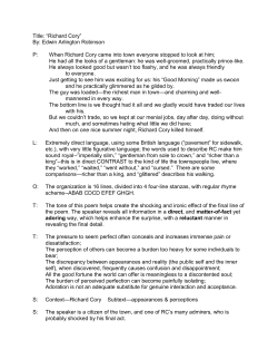 Title: &ldquo;Richard Cory&rdquo; By: Edwin Arlington Robinson P: When Richard