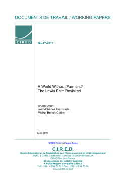 A World Without Farmers? - Centre International de Recherche