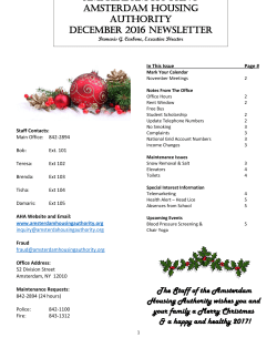 December Newsletter - Amsterdam Housing Authority