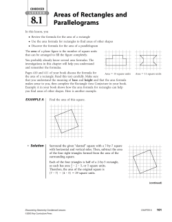 LESSON 8.1 Areas of Rectangles and Parallelograms