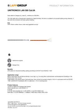 PRODUCT INFORMATION UNITRONIC&reg; LAN 500 Cat.6A