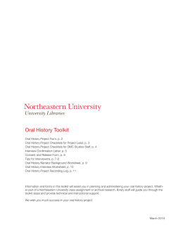 Oral History Toolkit - Northeastern University Libraries