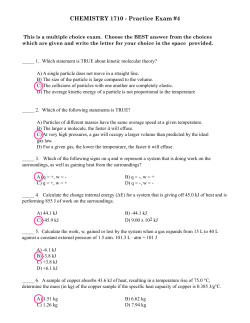 CHEMISTRY 1710 - Practice Exam #4