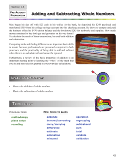 Adding and Subtracting Whole Numbers
