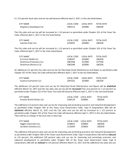 Local Sales Tax Rate Changes Effective April 1, 2017