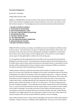 The Clash of Civilizations? by Samuel P. Huntington Foreign Affairs