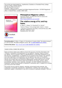 Philosophical Magazine Letters The relative energy of fcc and hcp