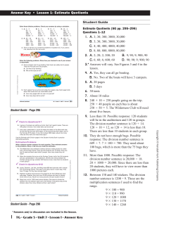 Answer Key &bull; Lesson 1: Estimate Quotients