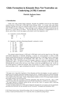Glide Formation in Kinande Does Not Neutralize an Underlying