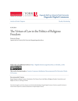 The Virtues of Law in the Politics of Religious Freedom