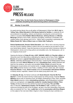 Telling Tales, the first family literary festival at Shakespeare`s Globe