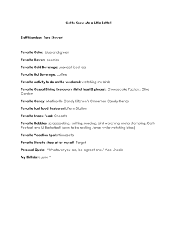 Get to Know Me a Little Better! Staff Member: Tara Stewart Favorite