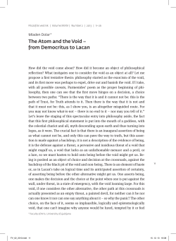 The Atom and the Void &ndash; from Democritus to Lacan