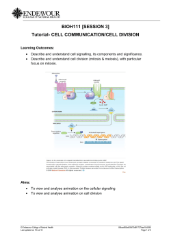 BIOH111 [SESSION 3] Tutorial- CELL COMMUNICATION/CELL