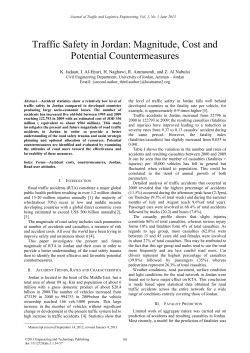 Traffic Safety in Jordan: Magnitude, Cost and Potential