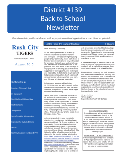 District #139 Back to School Newsletter