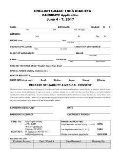 English Grace Tres Dias Candidate Application