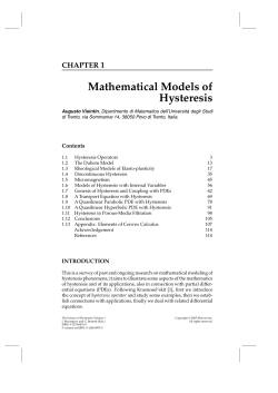 Mathematical Models of Hysteresis