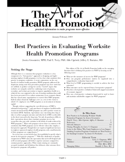 Best Practices in Evaluating Worksite Health Promotion